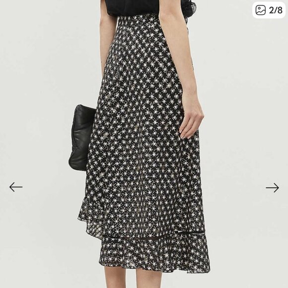 Stine Goya Star Print Midi Ruffle Skirt Black Gold Lavender Size S Party Festive - Picture 3 of 16